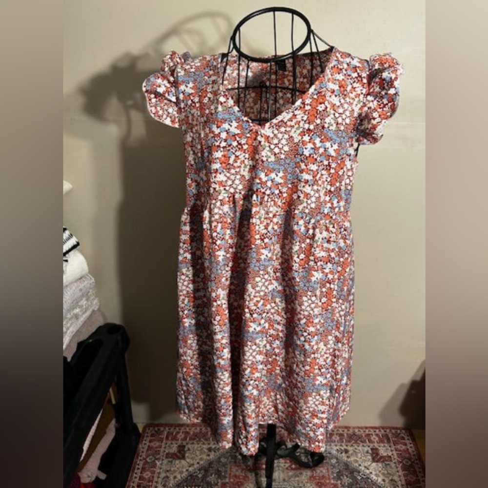 boho size medium womens floral print  dress